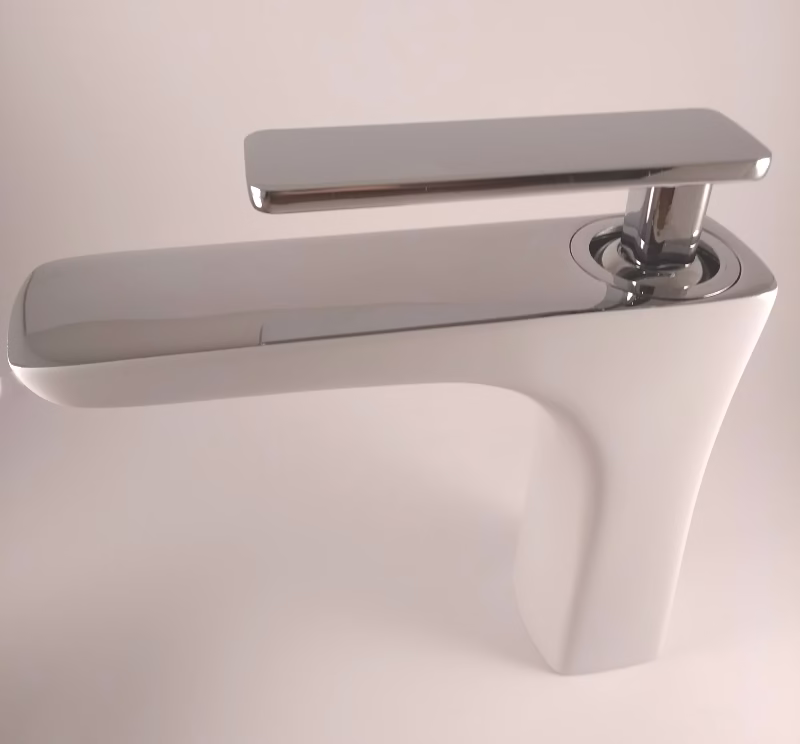Leane White & Chrome Basin Mixer Tap - Image 3