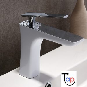 Leane White & Chrome Basin Mixer Tap